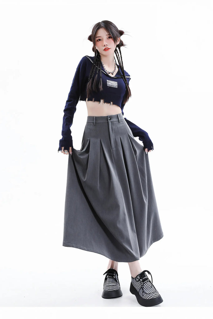 Women’s Midi Pleated Skirt – High-Waist A-Line Skirt 2025 Autumn/Winter
