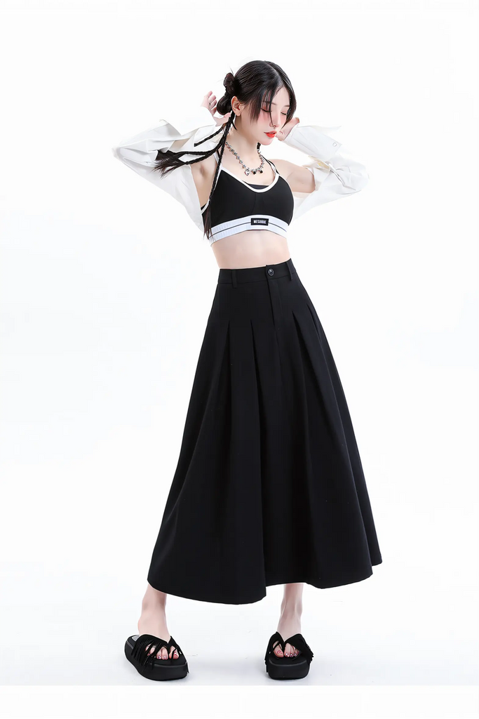 Women’s Midi Pleated Skirt – High-Waist A-Line Skirt 2025 Autumn/Winter