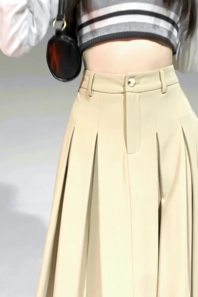 Women’s Midi Pleated Skirt – High-Waist A-Line Skirt 2025 Autumn/Winter