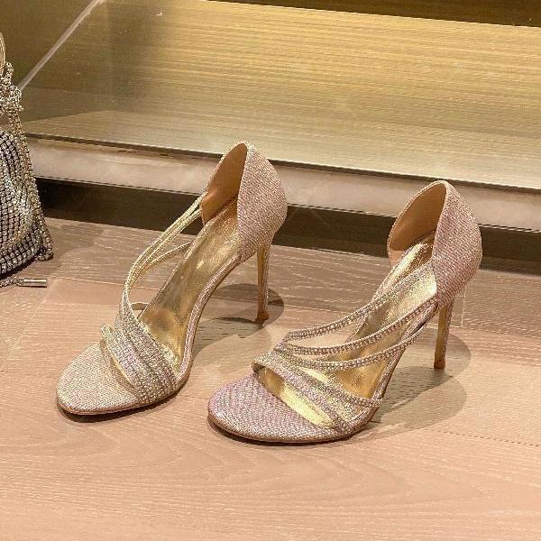 Women’s Rhinestone High-Heel Sandals – French Style Side-Cut Pumps