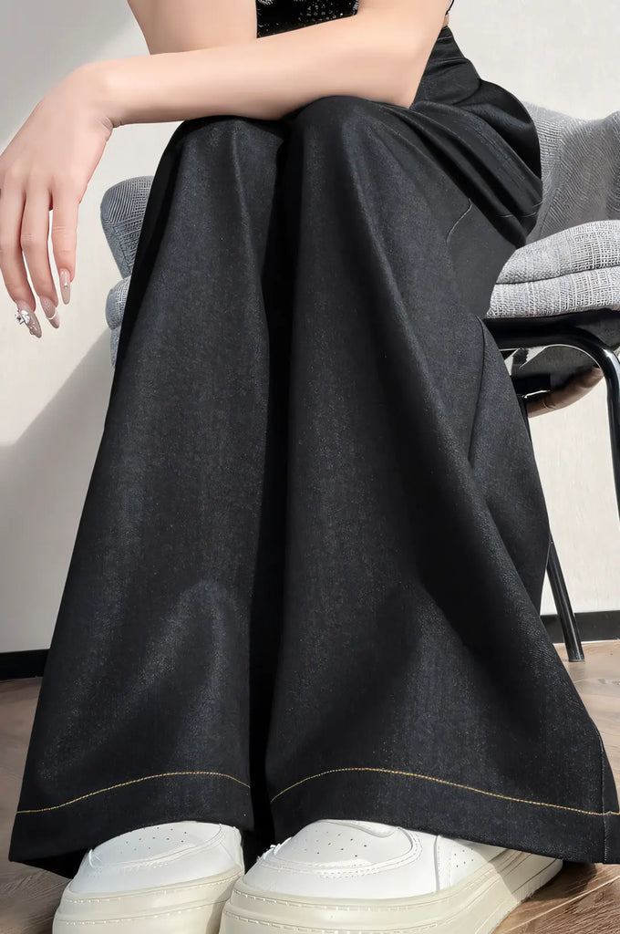 Women’s Tencel Denim Wide-Leg Jeans – High-Waist Straight-Leg Vintage Pants