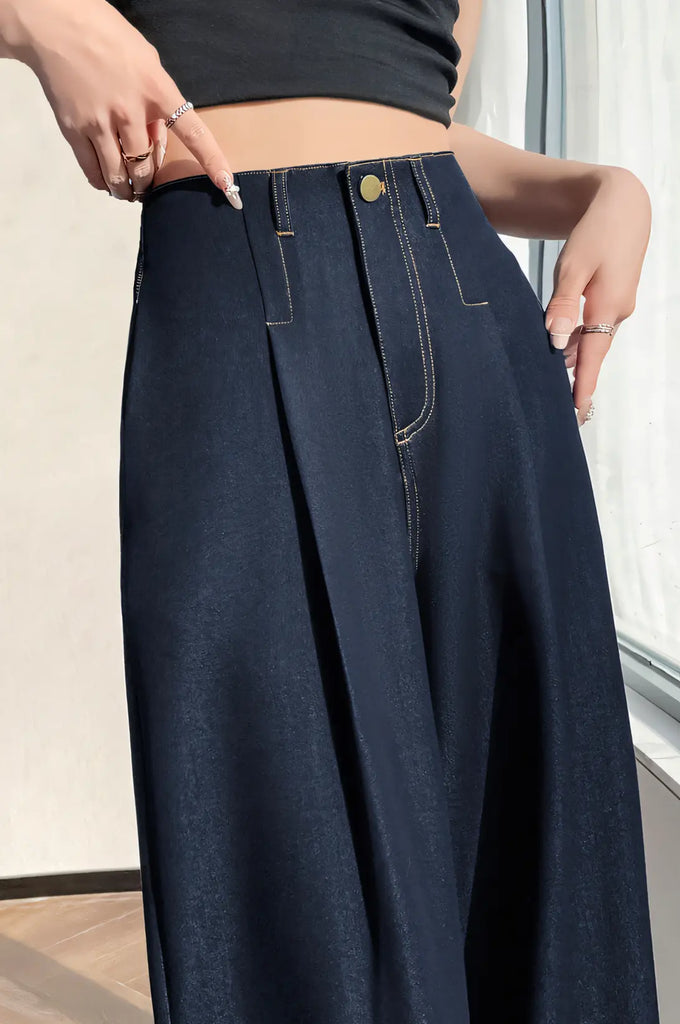 Women’s Tencel Denim Wide-Leg Jeans – High-Waist Straight-Leg Vintage Pants