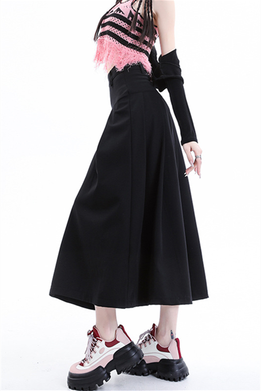 Women’s Black Pleated Skirt – High-Waist A-Line Midi Skirt 2025 SpringSummer