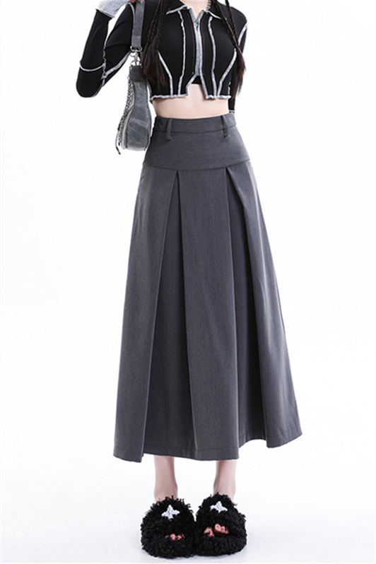 Women’s Black Pleated Skirt – High-Waist A-Line Midi Skirt 2025 SpringSummer