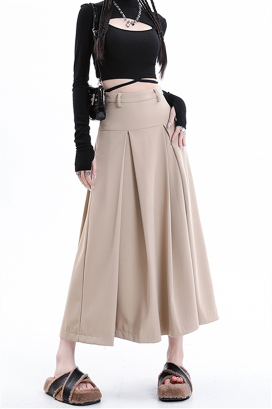 Women’s Black Pleated Skirt – High-Waist A-Line Midi Skirt 2025 SpringSummer