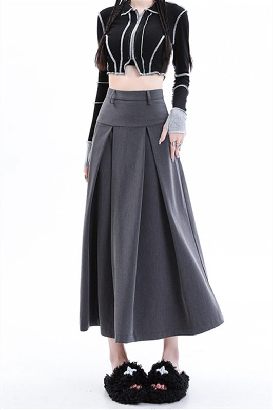 Women’s Black Pleated Skirt – High-Waist A-Line Midi Skirt 2025 SpringSummer