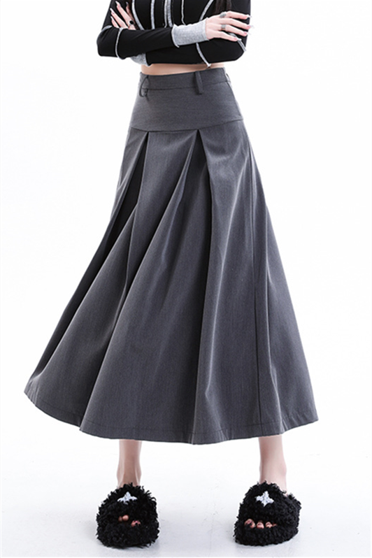 Women’s Black Pleated Skirt – High-Waist A-Line Midi Skirt 2025 SpringSummer