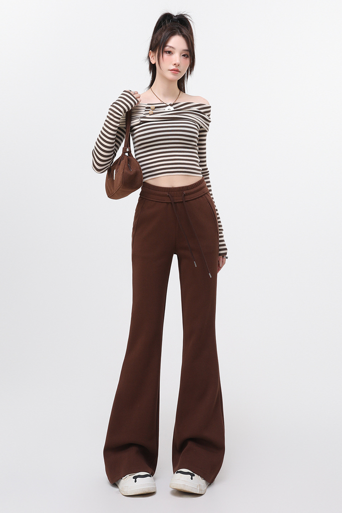 Women’s Coffee Flared Yoga Pants – High-Waist Slimming Casual Sweatpants