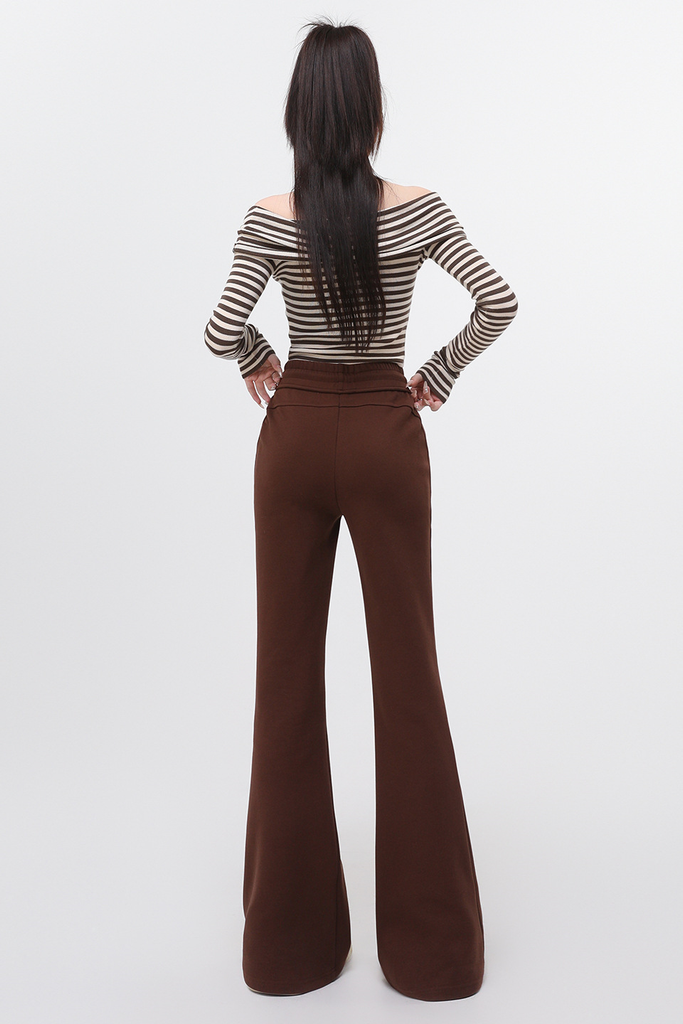 Women’s Coffee Flared Yoga Pants – High-Waist Slimming Casual Sweatpants