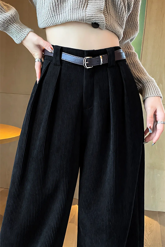Women’s Maillard Coffee Chenille Wide-Leg Pants – Slim-Fit Straight Cut Trousers