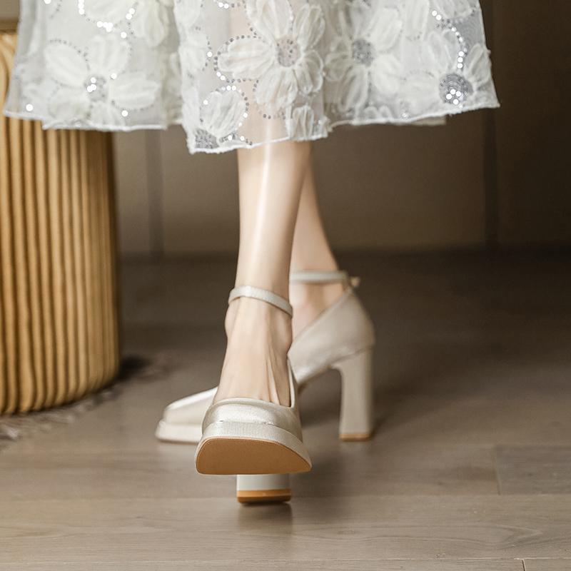 Women’s Mary Jane Platform Heels – Chunky Heel Bridal & Bridesmaid Pumps