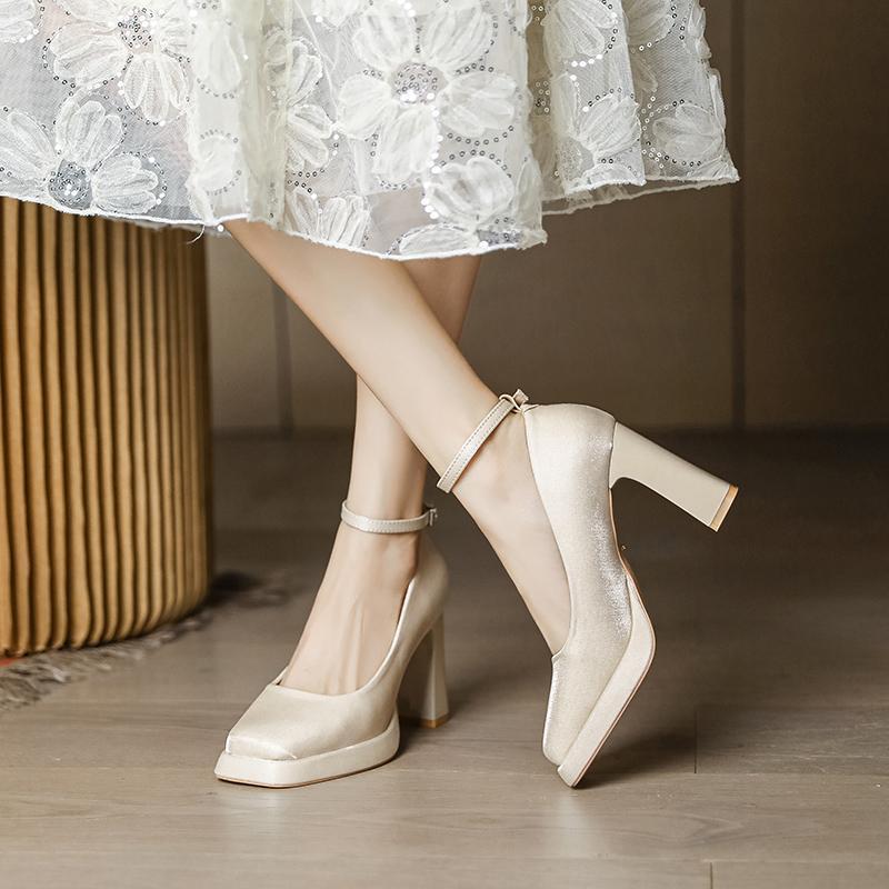 Women’s Mary Jane Platform Heels – Chunky Heel Bridal & Bridesmaid Pumps