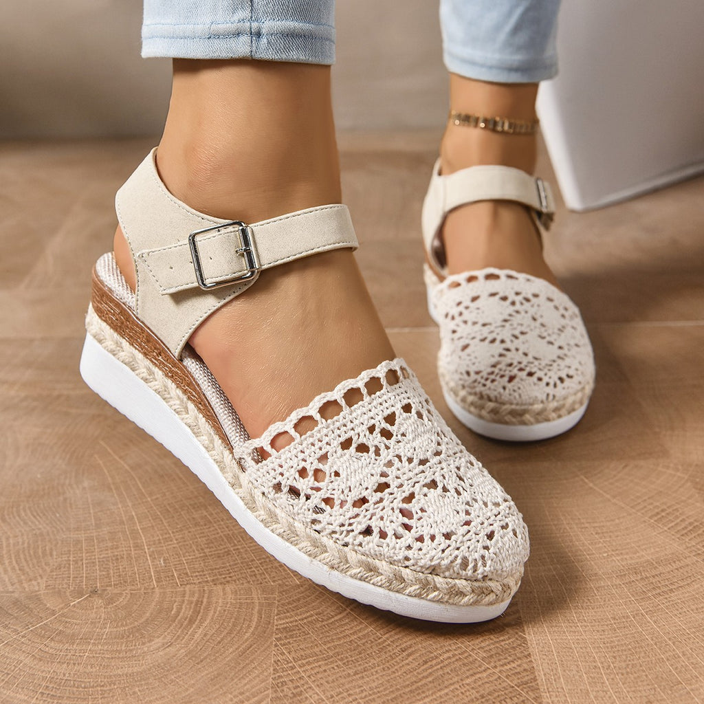 Women’s Plus-Size Wedge Sandals – Closed-Toe Slingback with Ankle Strap