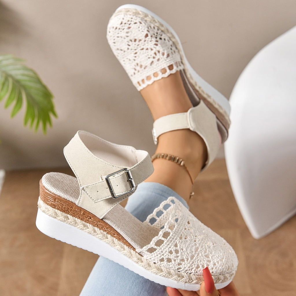 Women’s Plus-Size Wedge Sandals – Closed-Toe Slingback with Ankle Strap