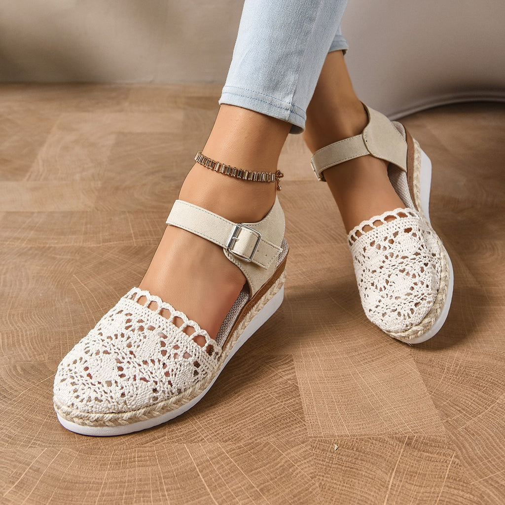Women’s Plus-Size Wedge Sandals – Closed-Toe Slingback with Ankle Strap