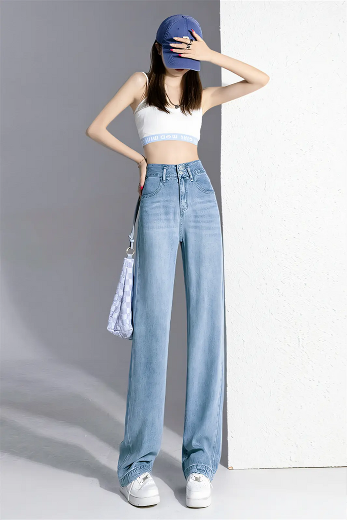 Women’s Premium Tencel Denim Straight-Leg Jeans – Slim Fit, Relaxed Drape