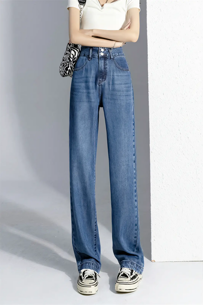Women’s Premium Tencel Denim Straight-Leg Jeans – Slim Fit, Relaxed Drape