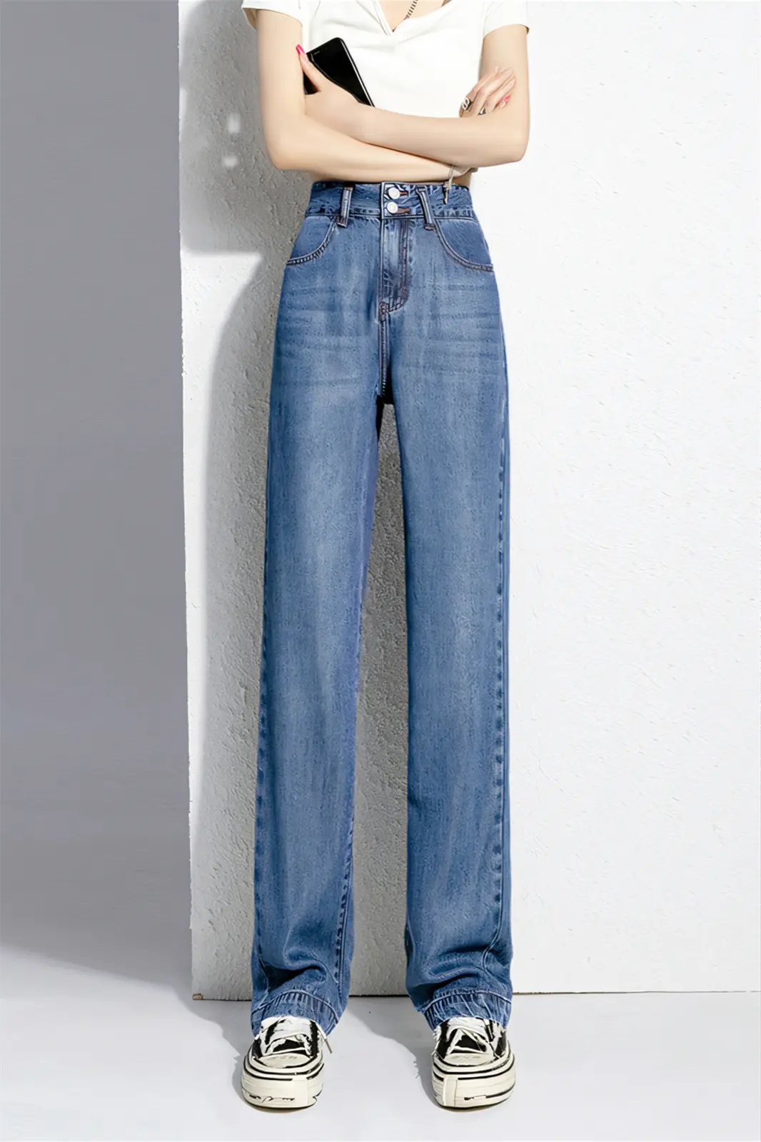 Women’s Premium Tencel Denim Straight-Leg Jeans – Slim Fit, Relaxed Drape