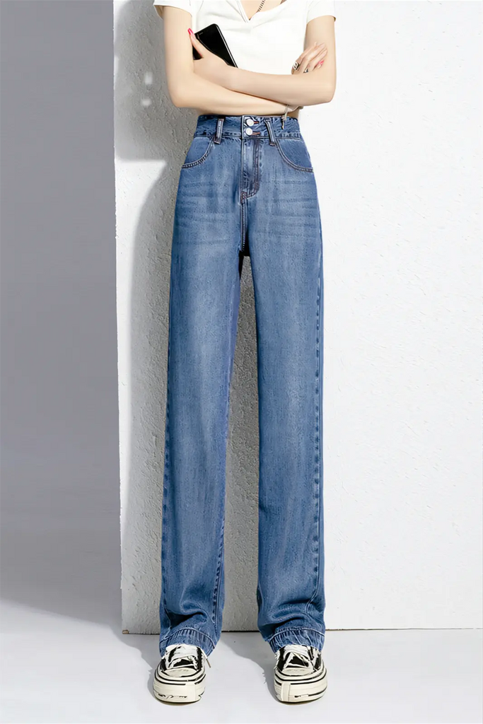 Women’s Premium Tencel Denim Straight-Leg Jeans – Slim Fit, Relaxed Drape