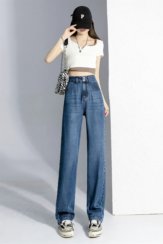 Women’s Premium Tencel Denim Straight-Leg Jeans – Slim Fit, Relaxed Drape