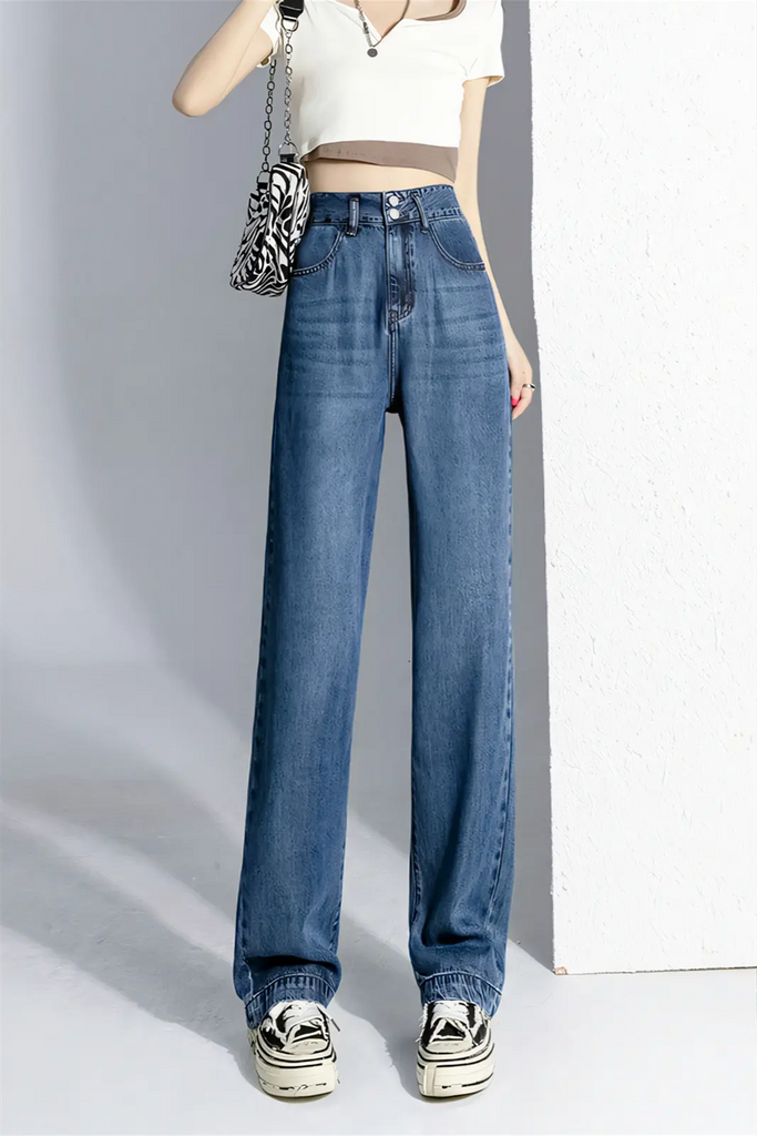 Women’s Premium Tencel Denim Straight-Leg Jeans – Slim Fit, Relaxed Drape