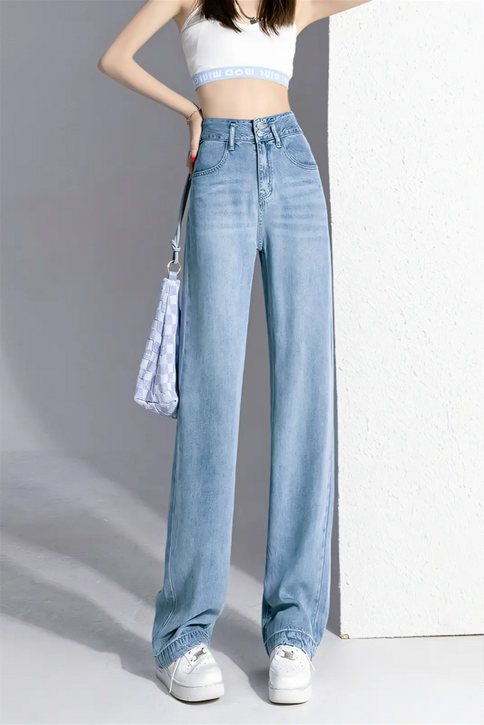 Women’s Premium Tencel Denim Straight-Leg Jeans – Slim Fit, Relaxed Drape