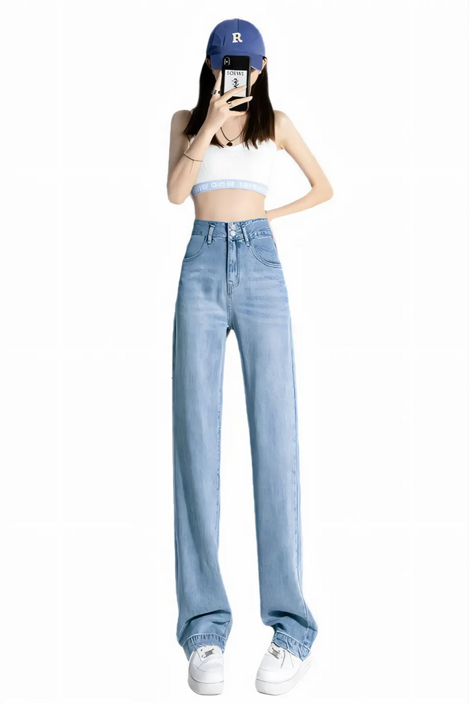 Women’s Premium Tencel Denim Straight-Leg Jeans – Slim Fit, Relaxed Drape