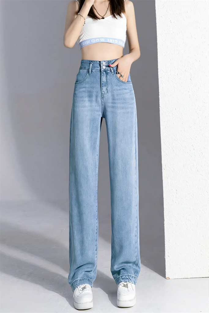 Women’s Premium Tencel Denim Straight-Leg Jeans – Slim Fit, Relaxed Drape