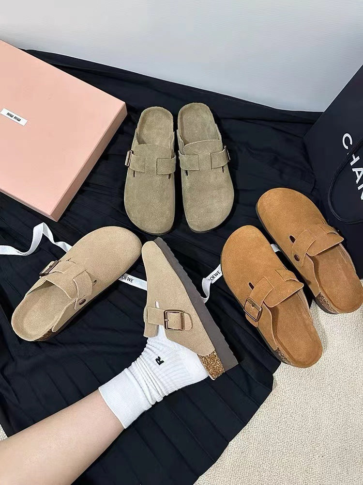Women’s Bow Mule Flats – Closed-Toe Slip-On Summer Sandals