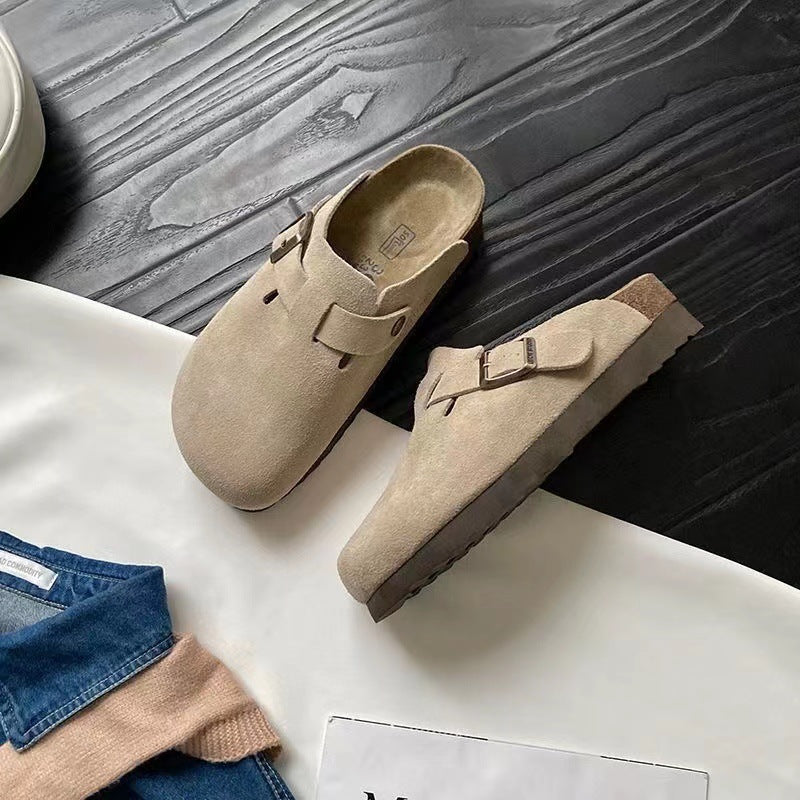 Women’s Bow Mule Flats – Closed-Toe Slip-On Summer Sandals