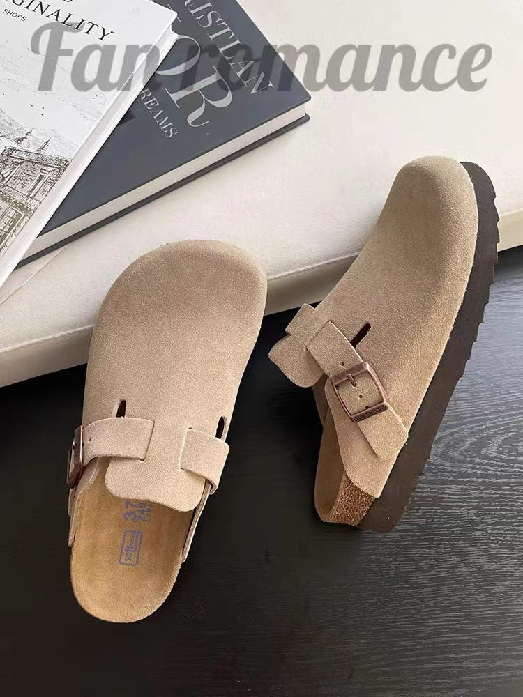 Women’s Bow Mule Flats – Closed-Toe Slip-On Summer Sandals