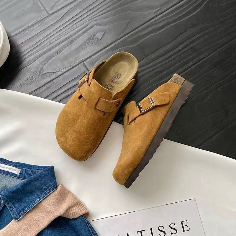 Women’s Bow Mule Flats – Closed-Toe Slip-On Summer Sandals