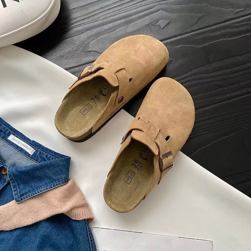 Women’s Bow Mule Flats – Closed-Toe Slip-On Summer Sandals