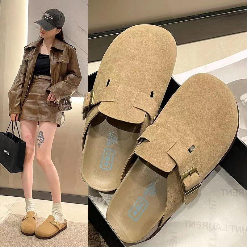 Women’s Bow Mule Flats – Closed-Toe Slip-On Summer Sandals