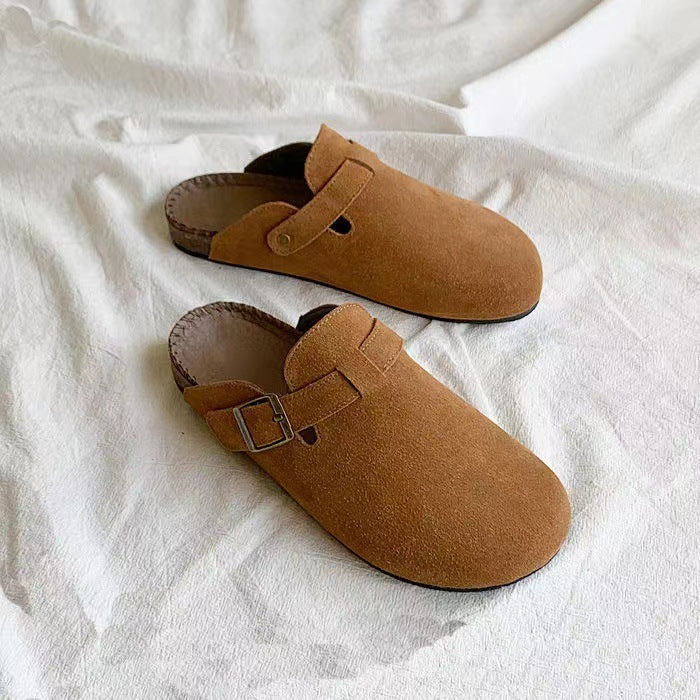 Women’s Bow Mule Flats – Closed-Toe Slip-On Summer Sandals