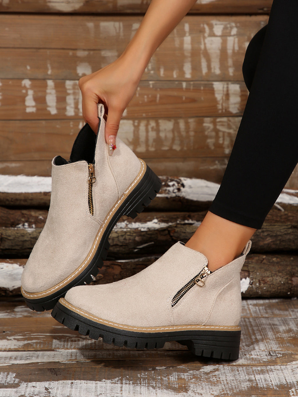 Women's Fashion Solid Color Ankle Boots