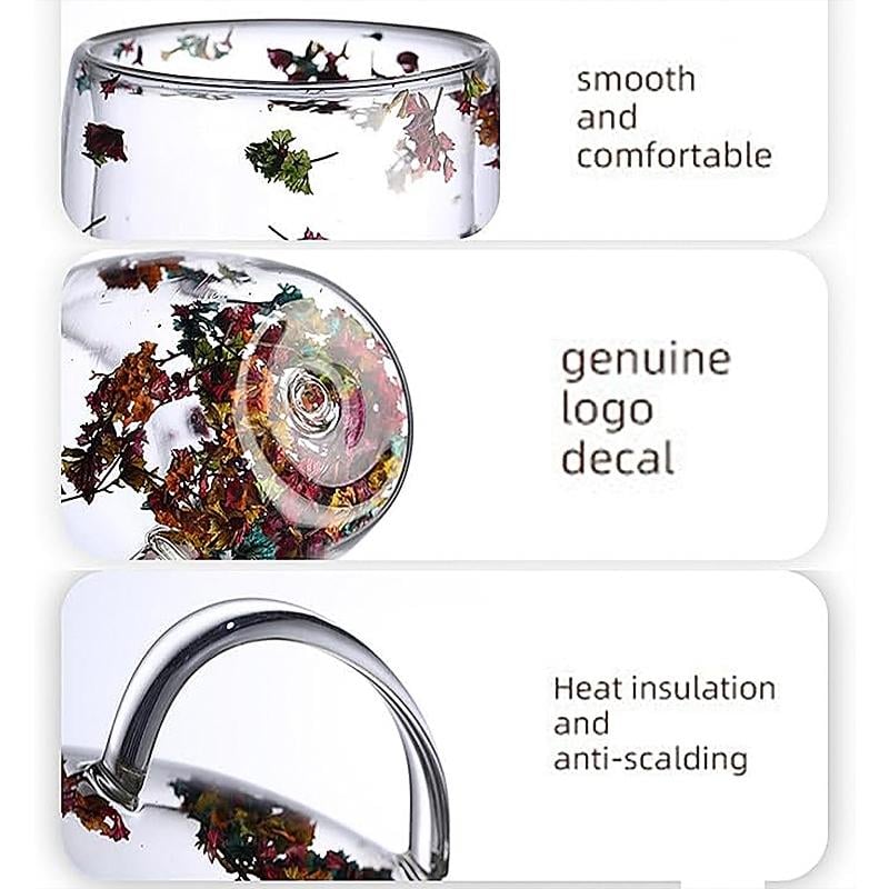🌸Transparent Double Glass Flower Tea Cup