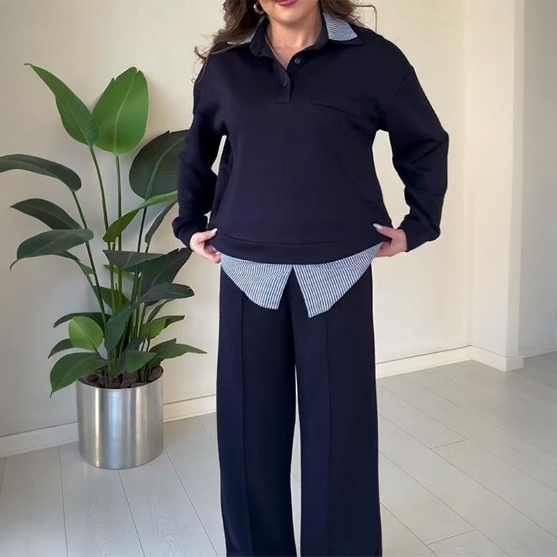 Women's casual long-sleeved top and pants two-piece set