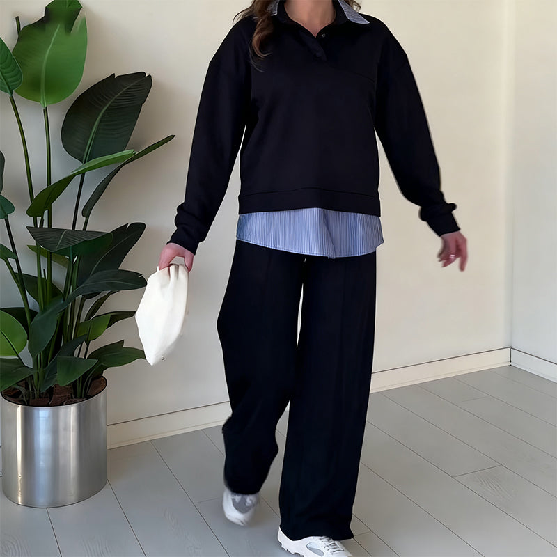 Women's casual long-sleeved top and pants two-piece set